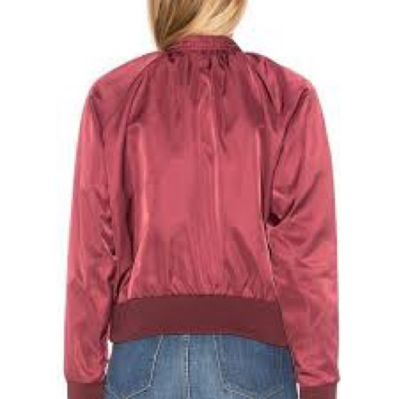 FREE PEOPLE MIDNIGHT BOMBER JACKET WINE MAROON FULL ZIP UP - Picture 3 of 9
